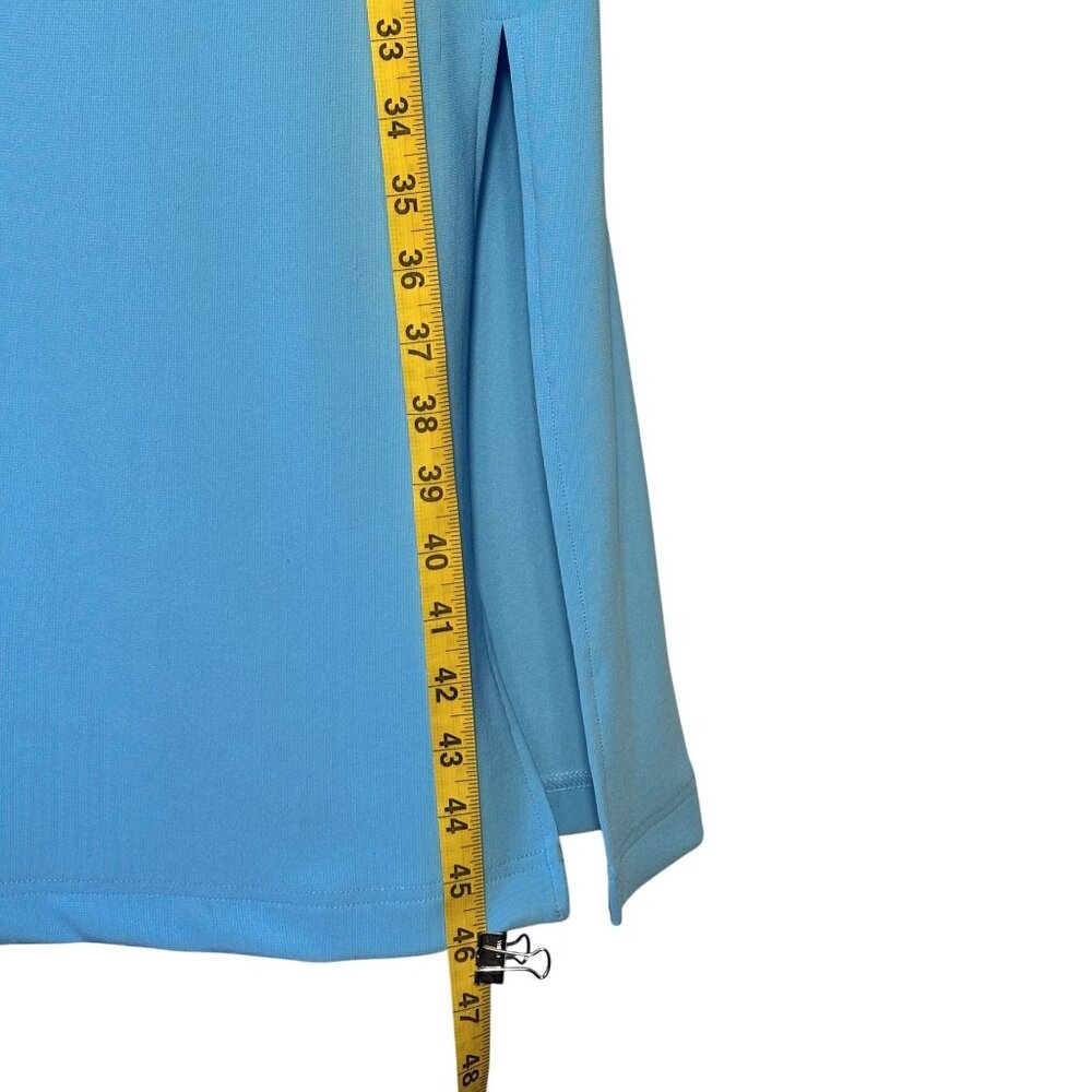 Boston Proper Beyond Travel Sleeveless Blue Midi Dress W/ Side Slits Size M - Picture 7 of 10